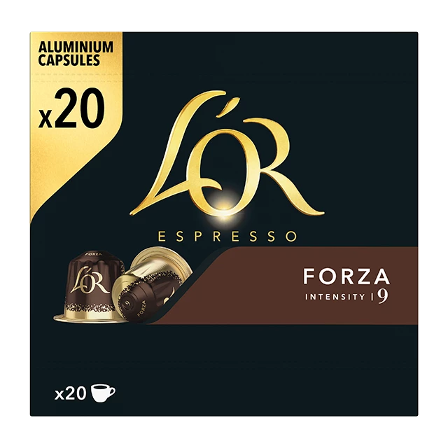 De koffiecapsules van L'OR Forza 20c. 