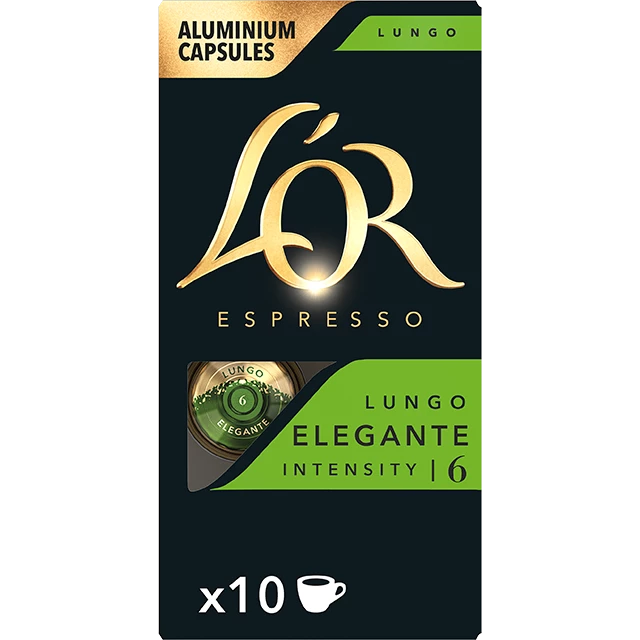 De Lungo Elegante 10 CT groene koffiecapsules van L'OR