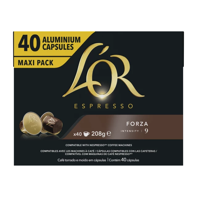 De koffiecapsules van L'OR Forza 40 C. 